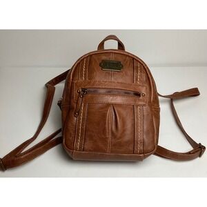 Born Concepts b.o.c. Brown Mini Backpack Faux Leather Western Stitch Rustic Boho